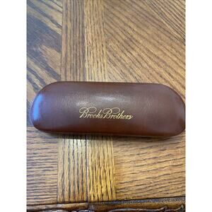 Brooks Brothers Hard Shell Glasses Case Only Brown Gold Script